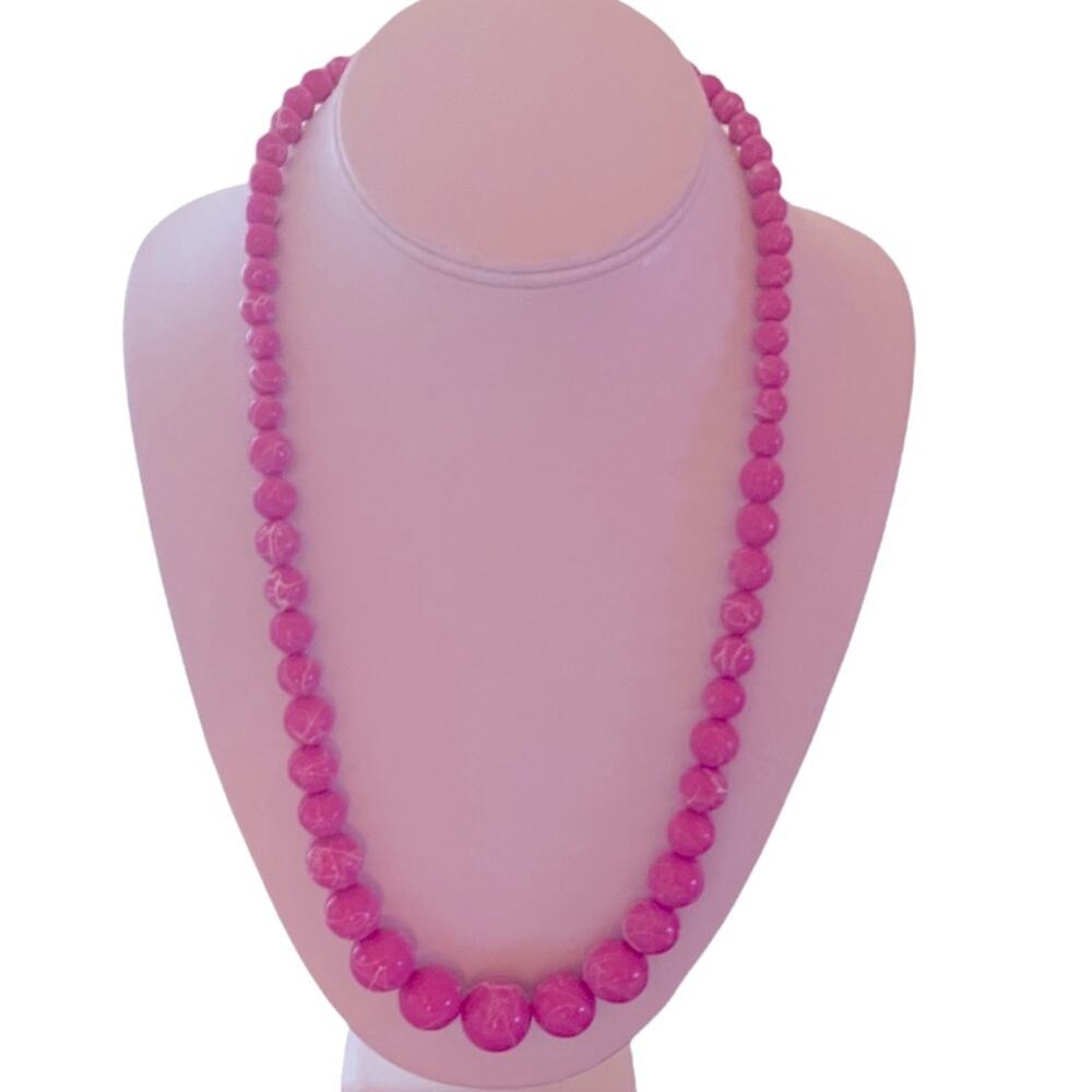 Vintage Art Deco 60s Pink Mid-Century Bead Necklace PAT 537985